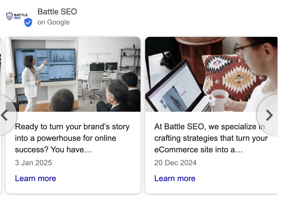 GBP for Battle SEO displaying GBP posting