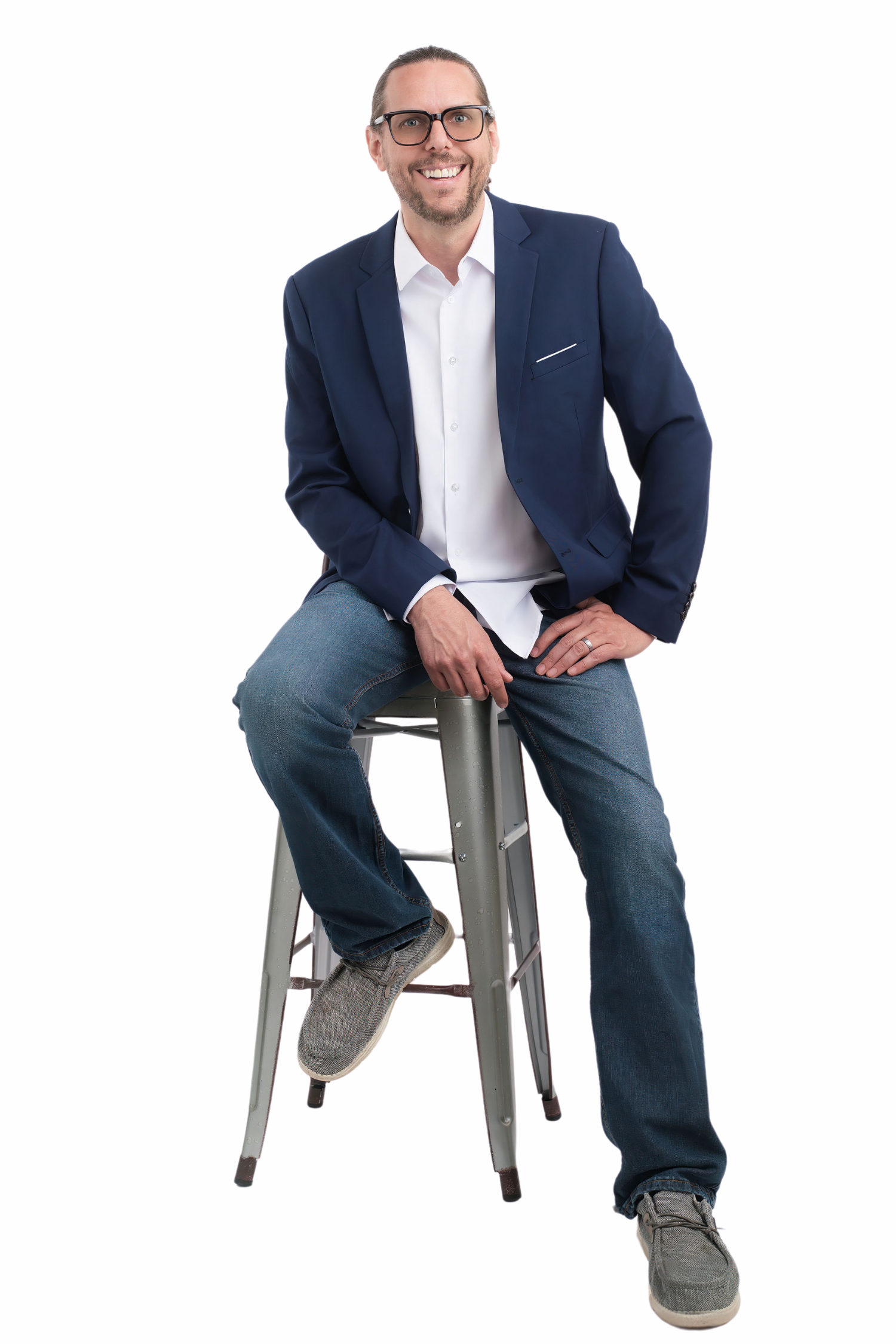 CEO of Battle SEO Mike Guess Sitting in Chair White Background