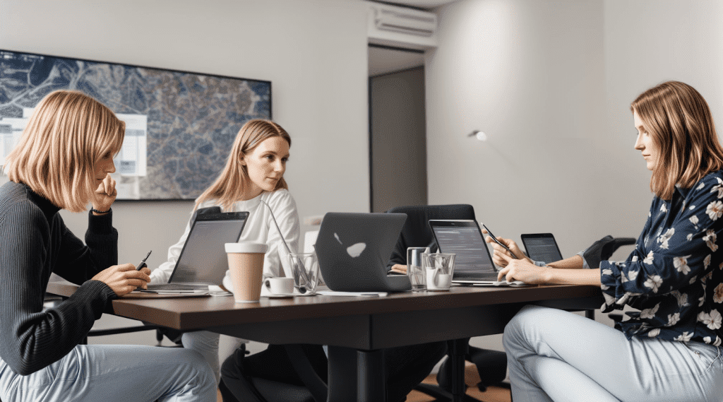 3 girls having a group discussion