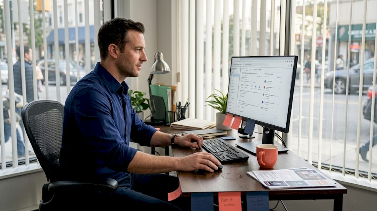 Business owner updating local online listing