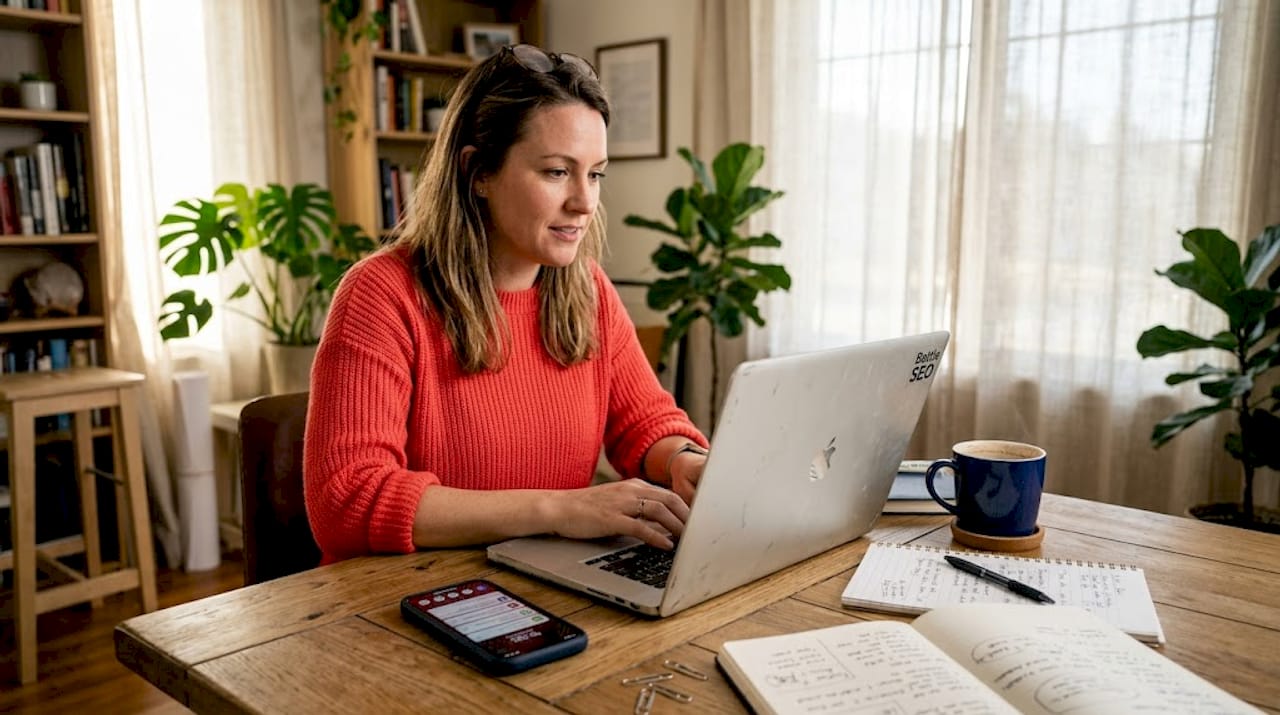 Small business owner replying to press inquiry