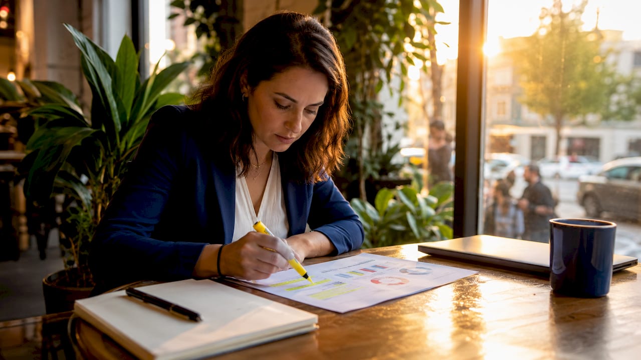SEO professional reviewing backlink audit report