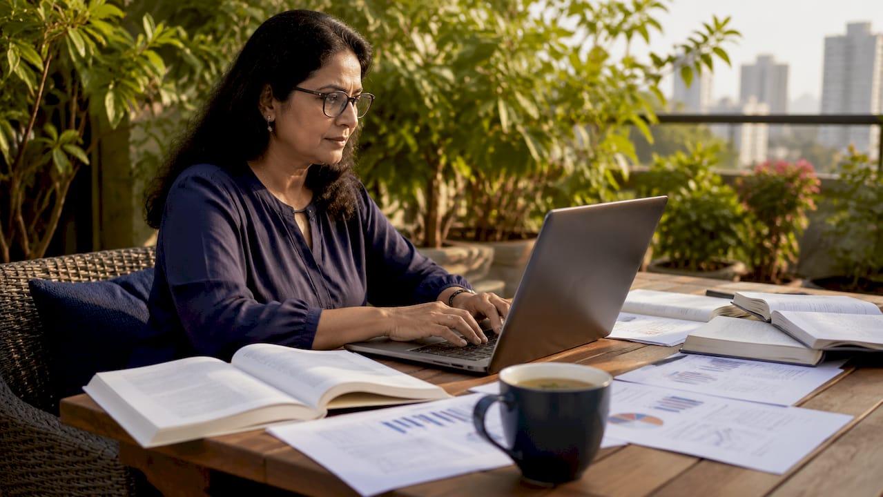 SEO expert working in office on laptop