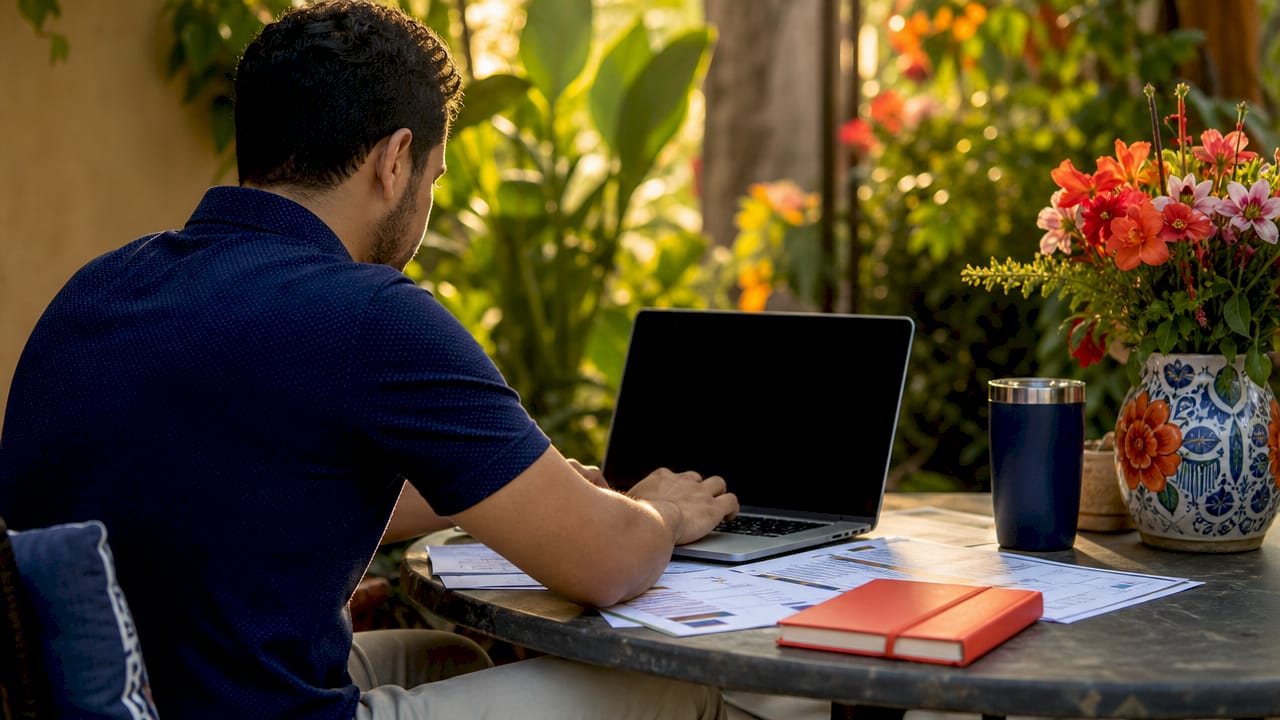 Man optimizing Google Business Profile at home desk