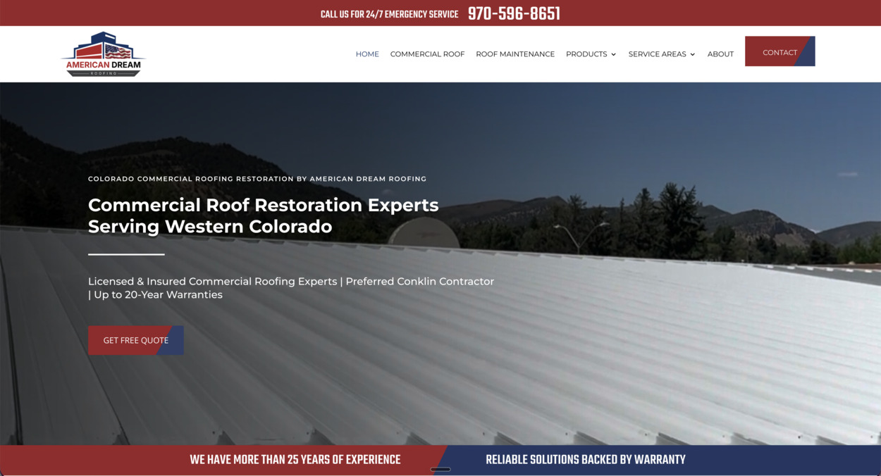 American Dream Roofing home services website designed by Battle SEO®